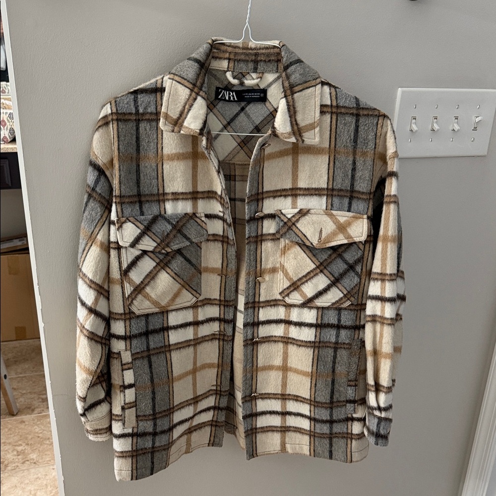 Zara Checkered Flannel Shirt Jacket
